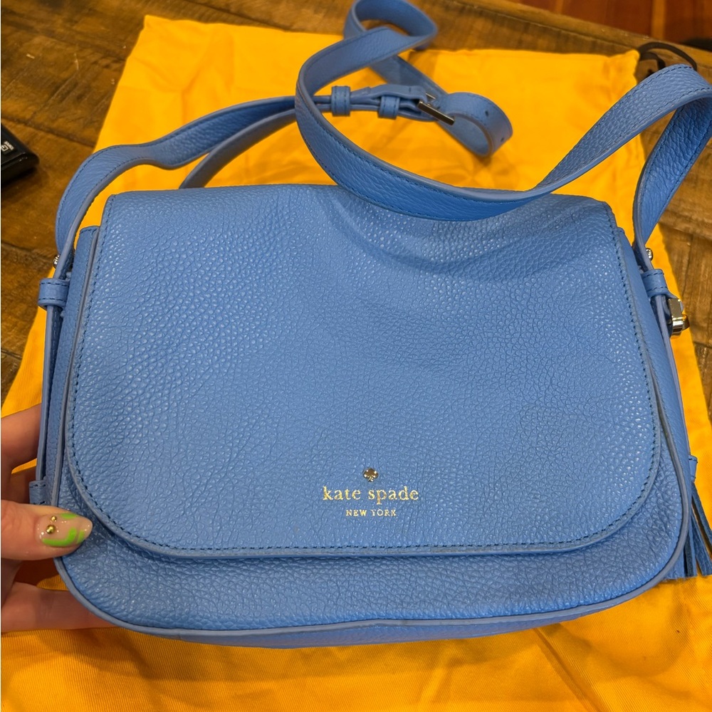 Kate Spade Blue Crossbody Bag with Curved Flap